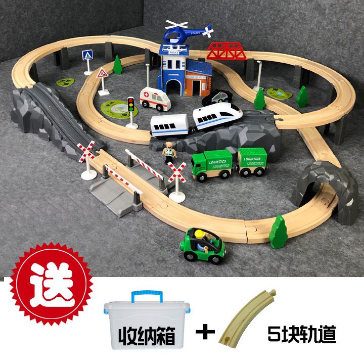 軌道車 軌道車玩具 火車玩具 火車軌道玩具 木質小火車軌道套裝磁性電動車頭木制軌道火車男孩積木兒童玩具