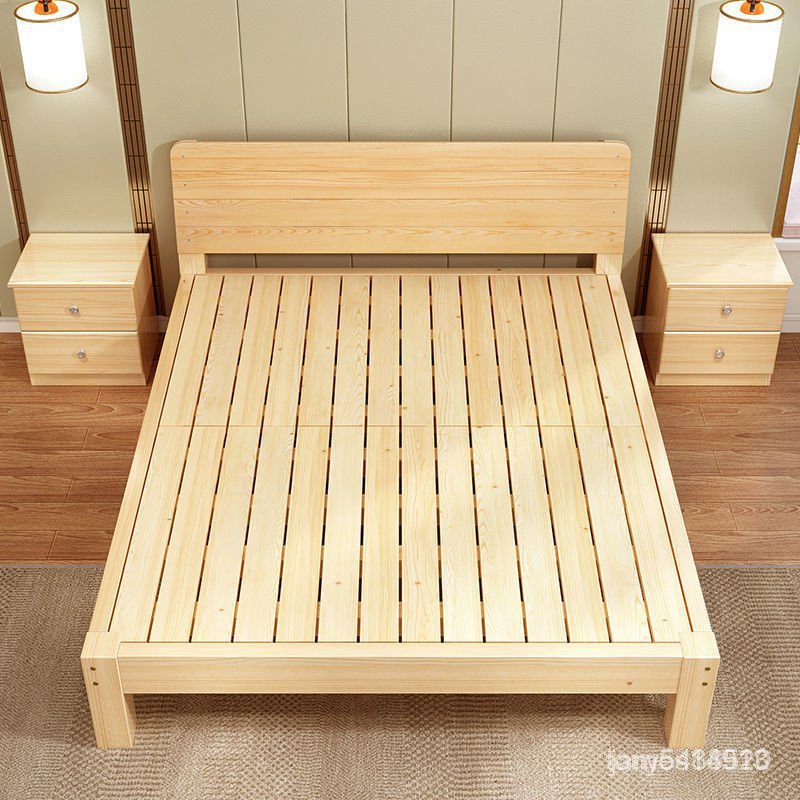 床架實木實木床簡約2米雙人1.8米大床1.5米傢用木闆床1床1.2米廠 高腳床 鐵床架 雙層床 上下床 儲物多功能床架