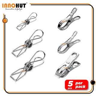 [5PCS] Stainless Steel Clothes Pegs Cloth Clip Windproof La
