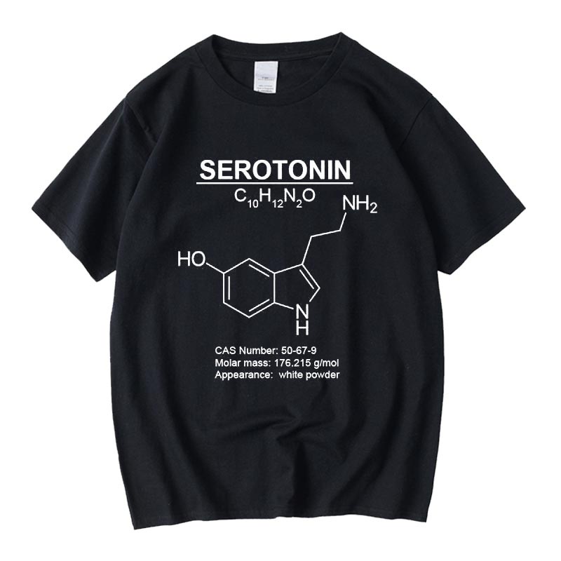 春夏新品理科血清素化學分子式serotonin生物情緒控制短袖學生T恤