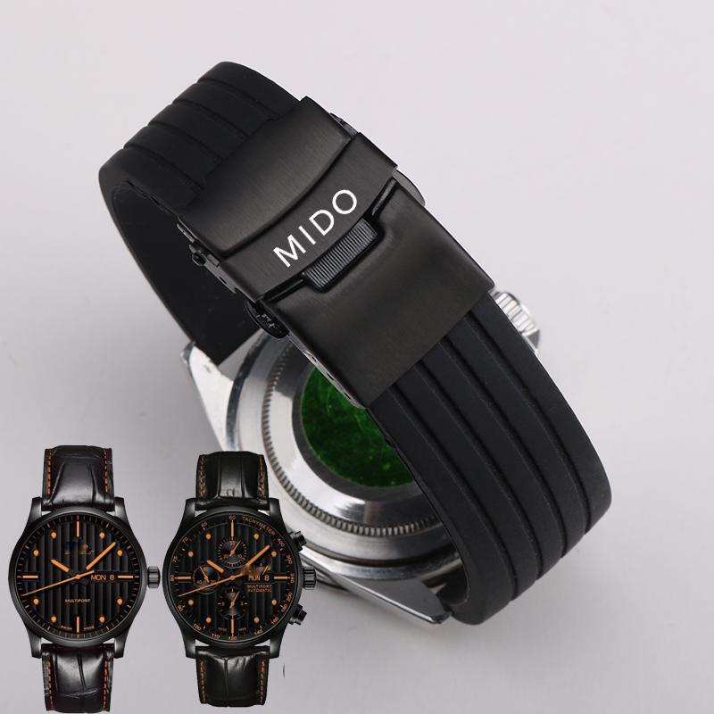 現貨Mido/美度舵手錶帶矽膠 橙舵M005系列錶帶領航者 防水運動19 20mm 新品
