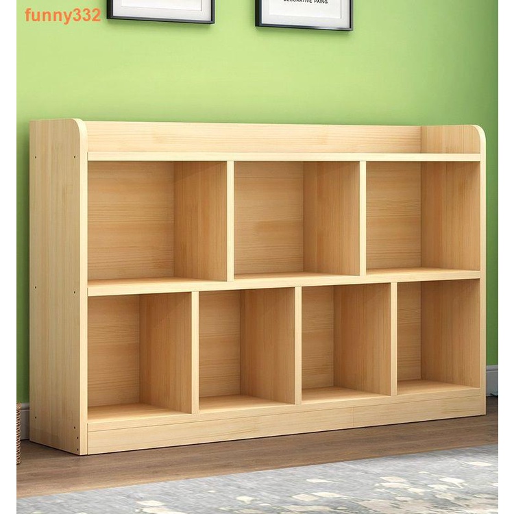 ♀◇✽塔塔屋 書櫃 實木書架落地兒童簡易書柜組合格子柜矮柜家用簡約現代置物柜定制