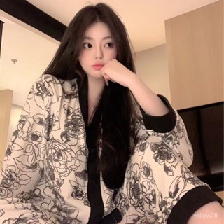 小甜心sweet👙睡衣女春秋季新款ins風日係v領水墨畵甜美少女長袖長褲居傢服套裝 8Z61