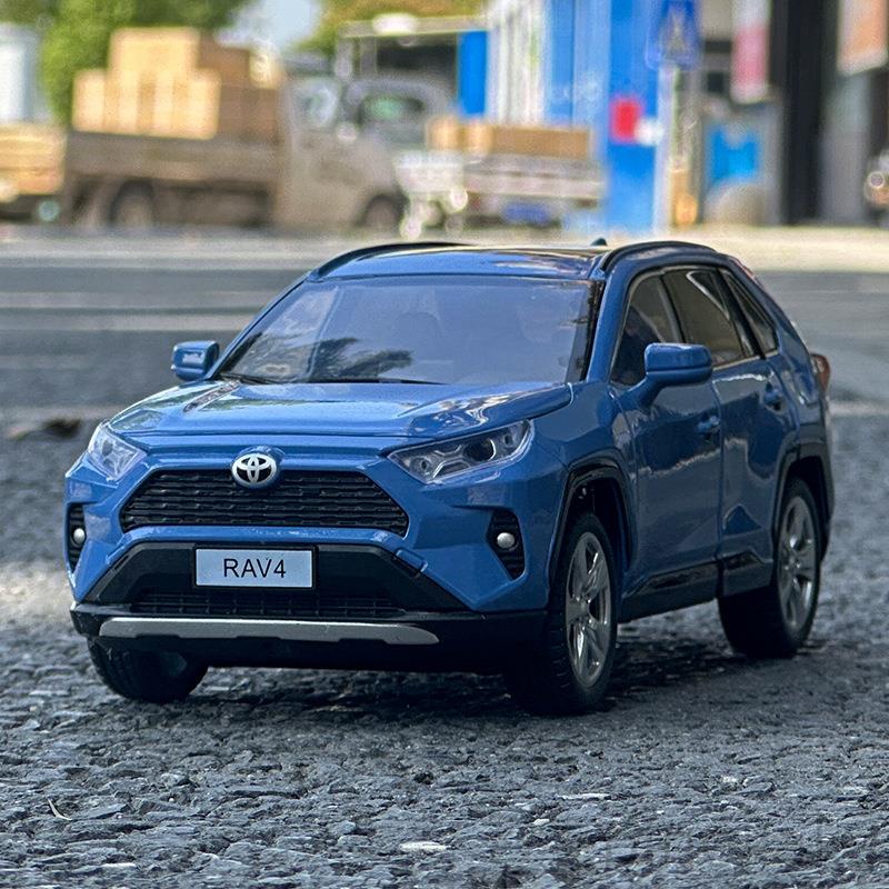 仿真汽車模型 1:24 TOYOTA RAV4 豐田 榮放 SUV 合金玩具模型車 金屬壓鑄合金車模 回力帶聲光可開門