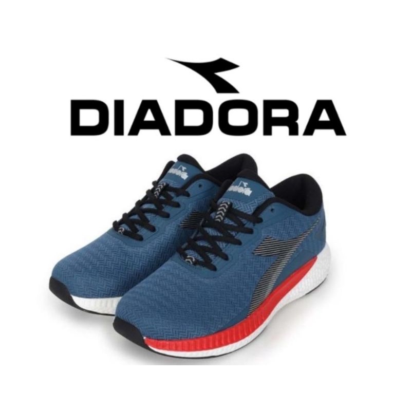 DIADORA 男鞋 寬楦 輕量透氣 吸震回彈 氣墊乳膠鞋墊 專業避震慢跑鞋 墨藍銀紅(DA73277)