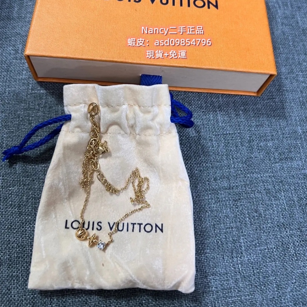 LOUIS VUITTON Necklace Collier Petit Louis Gold Monogram Metal w/Box, Bag  M00368 
