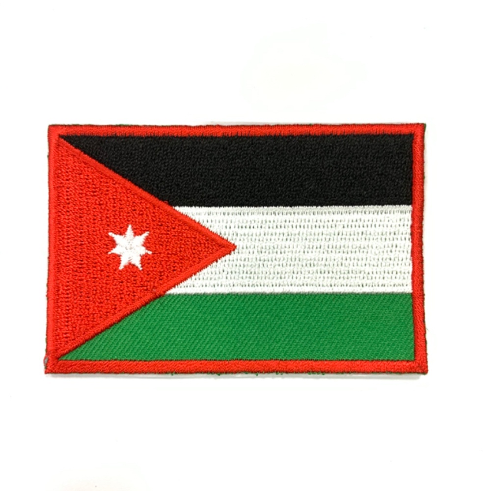 【A-ONE】約旦國旗 熱燙補丁貼 熨燙袖標 背膠補丁布標 地標背膠刺繡士氣章 貼章 燙布貼 徽章