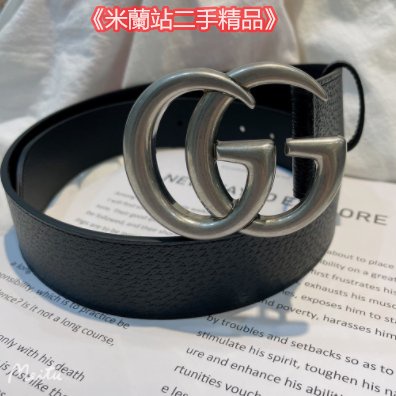 二手GUCCI 雙G搭扣皮革皮帶 406831 DJ20N 1000 超讚