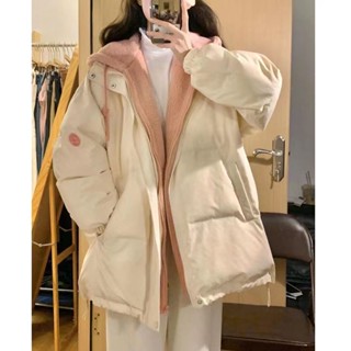 冬季外套 羽絨外套 韓版 奶呼呼棉服女2023年新款冬季加厚麵包服韓係溫柔風假兩件棉衣外套 麵包外套 EBWI