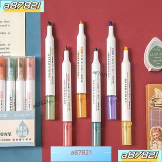 小愛🎀復古 6色護眼熒光筆套裝 大容量 莫蘭迪色記號筆多色水彩標記記號筆