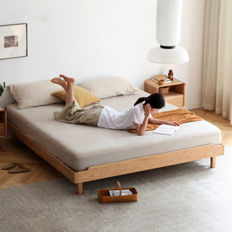 床架 雙人床 實木床 雙人床無床頭床架北美櫻桃木實木榻榻米床小戶型簡約傢用臥室傢具