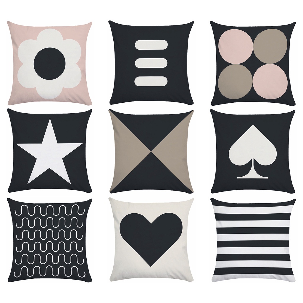 黑白幾何抱枕套 40×40,45×45,50×50,60×60,70×70 午睡抱枕 方形抱枕 腰靠墊 沙發抱枕 枕頭套