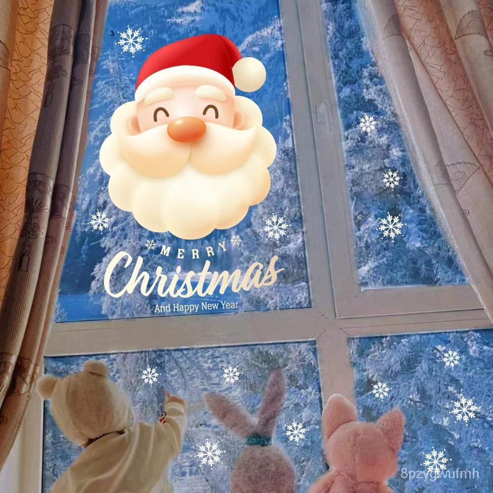 聖誕節佈置 新年聖誕節玻璃貼紙櫥窗場景裝飾佈置窗花聖誕老人背景墻貼靜電貼聖誕裝飾 ICFW