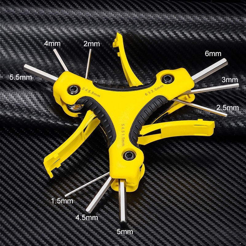 【9合1】三叉內六角扳手螺絲起子便攜式折疊式Y型六角自行車修理工具