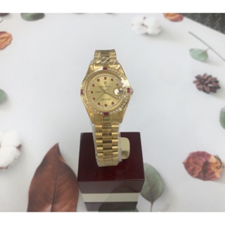 OP奧柏錶 女 圓形全金鑲鑽 石英腕錶 (6832DL29K) 36mm