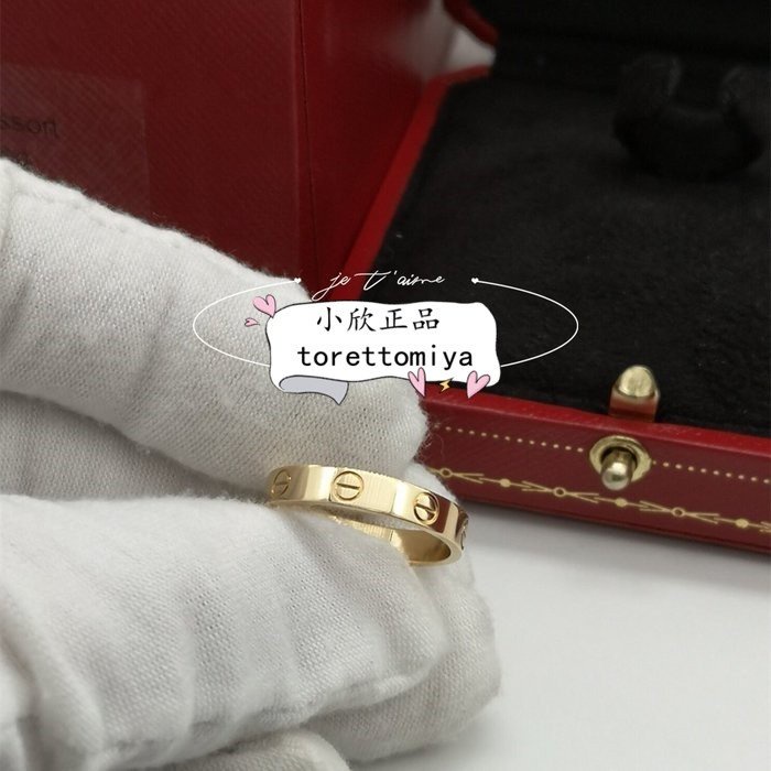二手正品 Cartier 卡地亞 Love 系列 18K黃金 戒指 窄款 戒指 B4085000