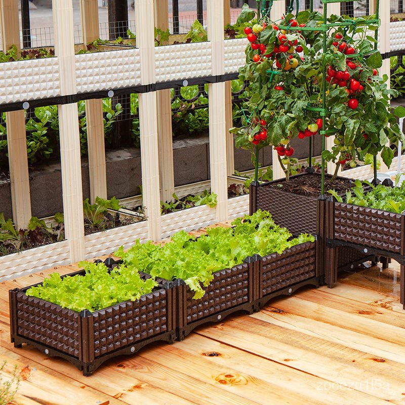 優品✨陽臺蔬菜種植箱戶外庭院樓頂室內組裝種菜盆簡約傢庭菜園塑料花盆