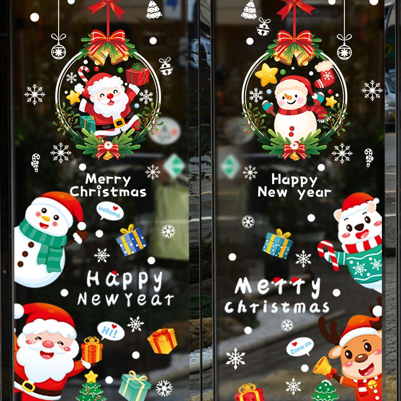 DAVINIE 聖誕節貼紙 飾品過年節日佈置聖誕玻璃門店鋪櫥窗貼紙 貼門玻璃貼紙