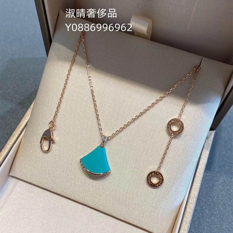 二手精品 BVLGARI 寶格麗 18K 玫瑰金項鍊 項墜 綠松石 350584 現貨