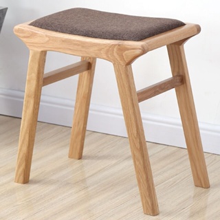 👍👍 化妝椅 日式實木矮凳梳妝凳白橡木餐凳家用軟包化妝凳pu坐墊 實木橡木凳