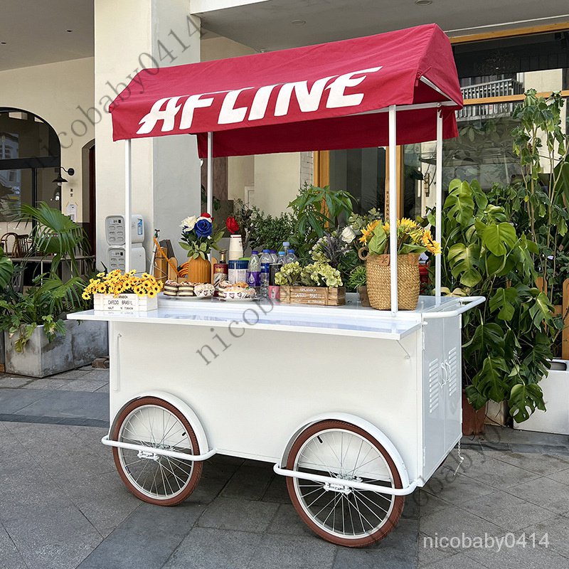 【品質保證】免運宅配到傢北歐戶外移動餐車公園售貨車小喫攤位車咖啡奶茶蛋糕店促銷展示車展示臺 擺攤車 擺攤架 攤位車 攤車