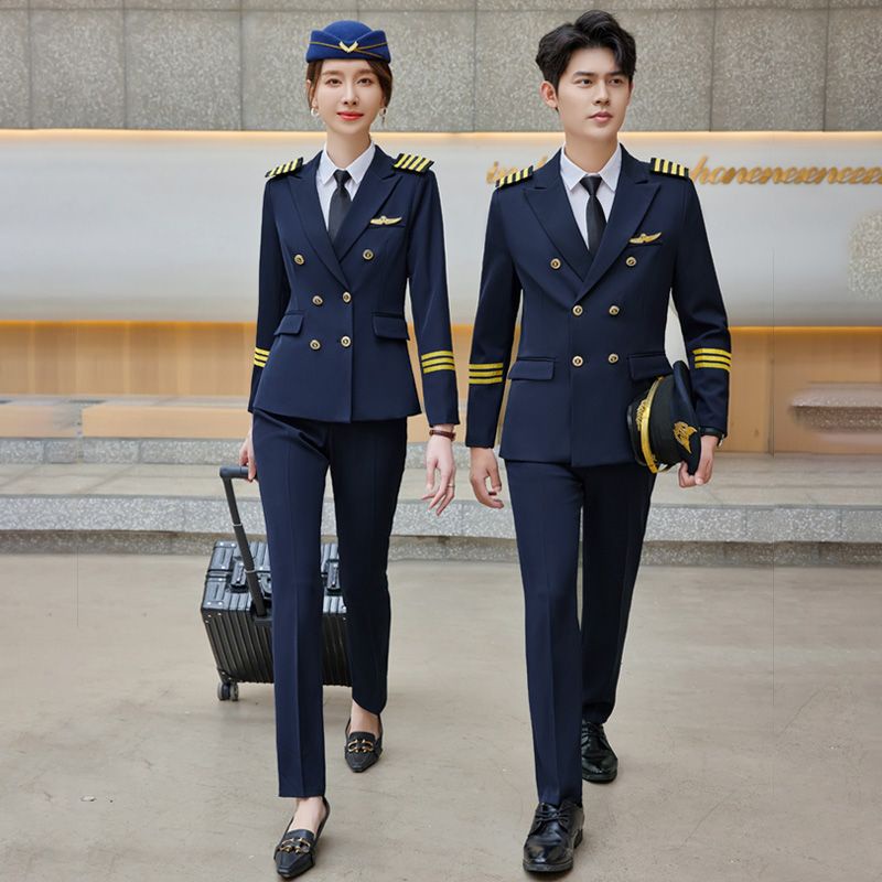 男生女生機長 空姐演出服 畢業服 機長襯衫 帽子空姐男女軍鼓隊演出服套裝高鐵路南航空姐學生乘務員機長職業工作製服