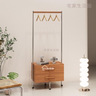 小戶型家用衣帽架臥室臟衣簍收納實木掛衣架不銹鋼可移動中古衣架/宅家生活舘/