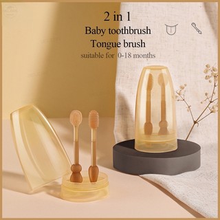 2 Pcs Baby Oral Cleaner Baby Silicone Toothbrush Tongue Clea