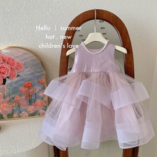 女童連衣裙夏季2024新款兒童洋氣禮服蓬蓬裙女寶寶過生日公主裙