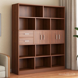 【新品熱銷】書架落地置物架客廳靠墻收納櫃子傢用儲物櫃臥室辦公室實木色書櫃 Z3XS