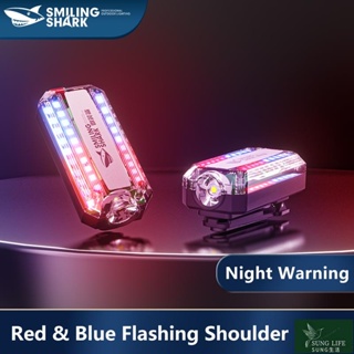 熱銷/微笑鯊 JD007 紅藍警示燈警用閃光燈Led USB可充電肩燈帶夾閃爍警燈戶外警用值勤夜間跑步自行車安全信號