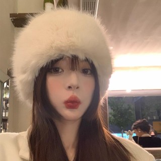 【限時免運】仿皮草毛絨帽子女秋冬天日系大頭圍加厚保暖防寒護耳漁夫帽顯臉小保暖帽 騎行帽 針織帽 秋冬季帽子