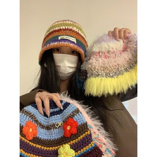 秋冬帽子🎀毛線帽子女冬大頭圍顯臉小可愛彩色針織帽網紅ins保暖護耳冷帽潮