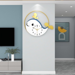 卡通壁掛鐘表客廳墻上裝飾掛鐘個性創意輕奢簡約時鐘靜音免打孔