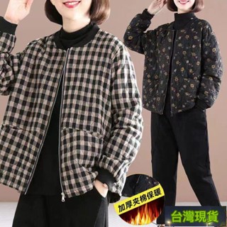 有貨！大尺碼外套 大碼大衣 媽媽裝 媽媽外套 韓版外套 寬松 大碼棉衣 復古 休閑 夾棉外套 加厚 棉麻外套 印花棉衣女