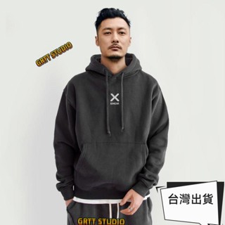熱銷 【秋冬新款】餘文樂同款 ins潮牌連帽大學T男 刷毛加厚 X標誌連帽外套 寬鬆簡約帽衫