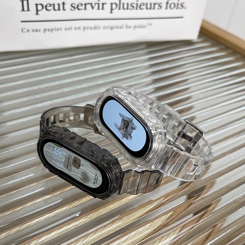 精選好物🔥適用小米手環8冰川表帶miband7/6/5智能手環透明表帶一體式4/3代
