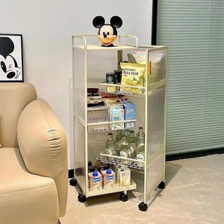 Ouniu丨小推車置物架臥室客廳移動零食架子玩具收納多層可旋轉網紅收納架