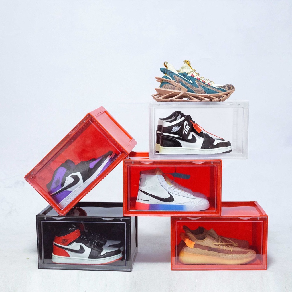 【CaxMax】 免運 磁吸硬塑料透明鞋盒鞋子收納盒宿捨收納神器簡易鞋盒櫃架 YS4D