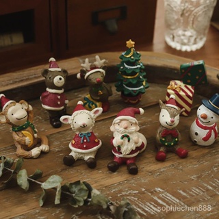 可愛ins聖誕節禮物可愛小動物樹脂擺件辦公室桌麵聖誕樹聖誕老人創意裝飾 TI0T