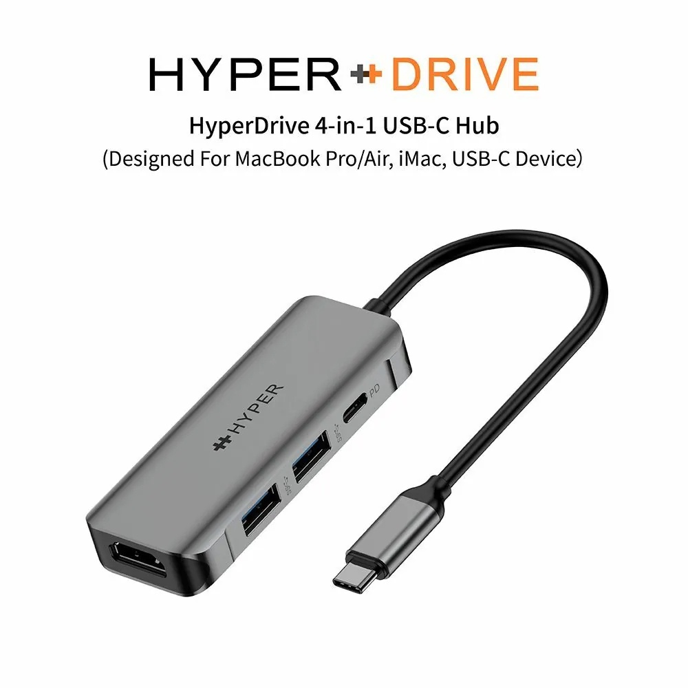 HyperDrive 4-in-1 USB-C Hub 連接埠 100W快充 USB 3.1 4K 輸出