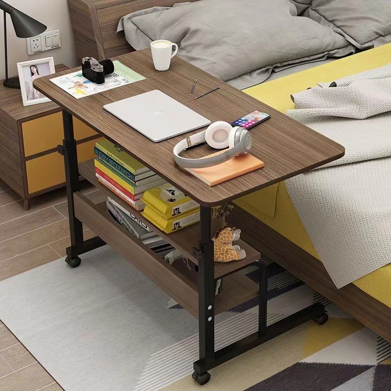 工業風床邊桌 懶人桌 茶几桌 邊桌 附輪 茶几 電腦桌 ㄈ型 雜誌桌寫字桌可移動升降床邊桌