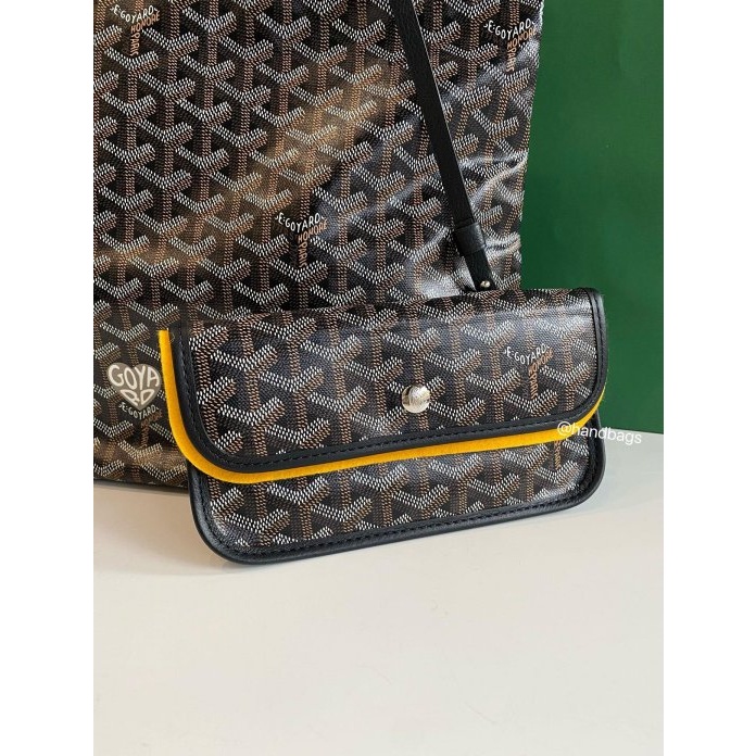 二手精品 GOYARD 黑色 限定 彩繪 大象灰愛心 Bohème Hobo Bag 肩背 手提 Hobo包