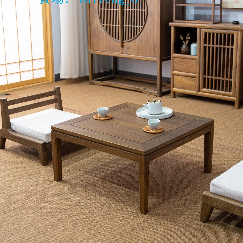 □免運□老榆木方桌榻榻米小飄窗茶幾實木矮桌子簡約日式炕桌和室幾桌