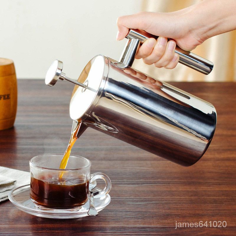 【樂福優選】304不銹鋼雙層法壓壺 法式濾壓壺 手動咖啡壺耐熱衝茶壺3090 SWTB