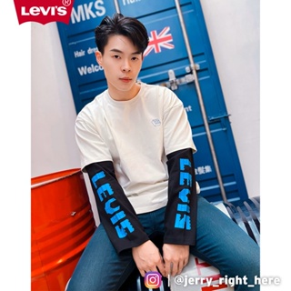 Levis X LEGO限量聯名 寬鬆版假兩件長袖T恤 / 樂高積木印花 白 男女 A5439-0000 熱賣單品