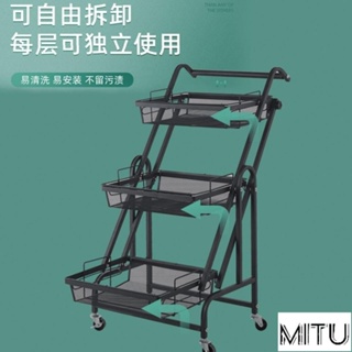 MiTu嚴選-摺疊推車 收納推車 手推車 摺疊收納架 180度可伸展 置物架 收納架 收納籃 適合擺攤