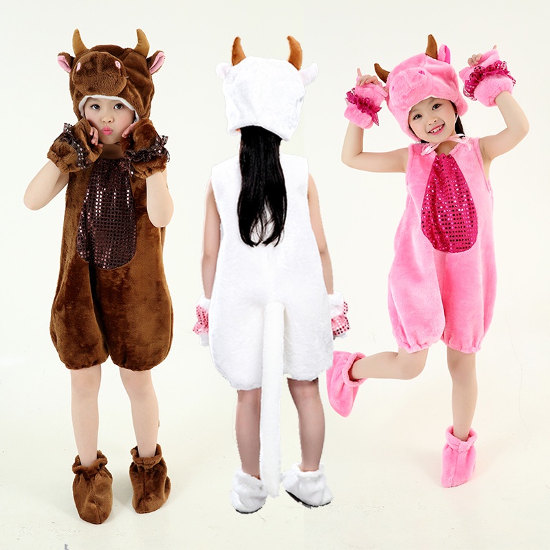 2021雞豬狗貓牛羊熊狐狸青蛙猴兔子造型表演服兒童動物舞臺表演服
