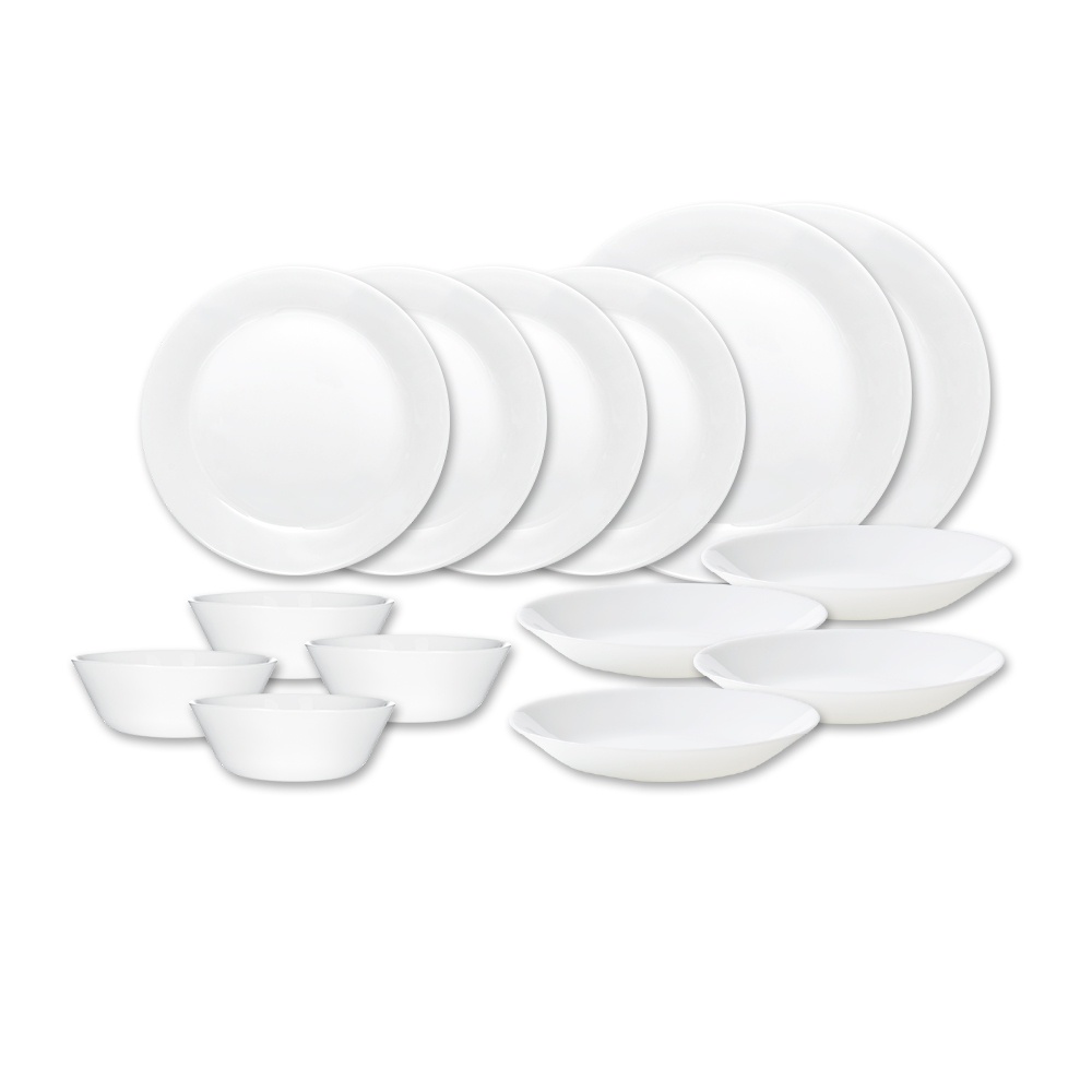 【康寧PYREX 】靚白強化玻璃12件式餐盤組-L01