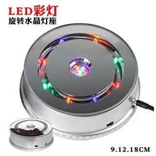 滿290出貨珠寶展示架自動旋轉自動展示盤 旋轉水晶燈座 電動旋展示發光旋轉底座陶瓷轉盤影片製作臺LED 珠寶展示架自動旋